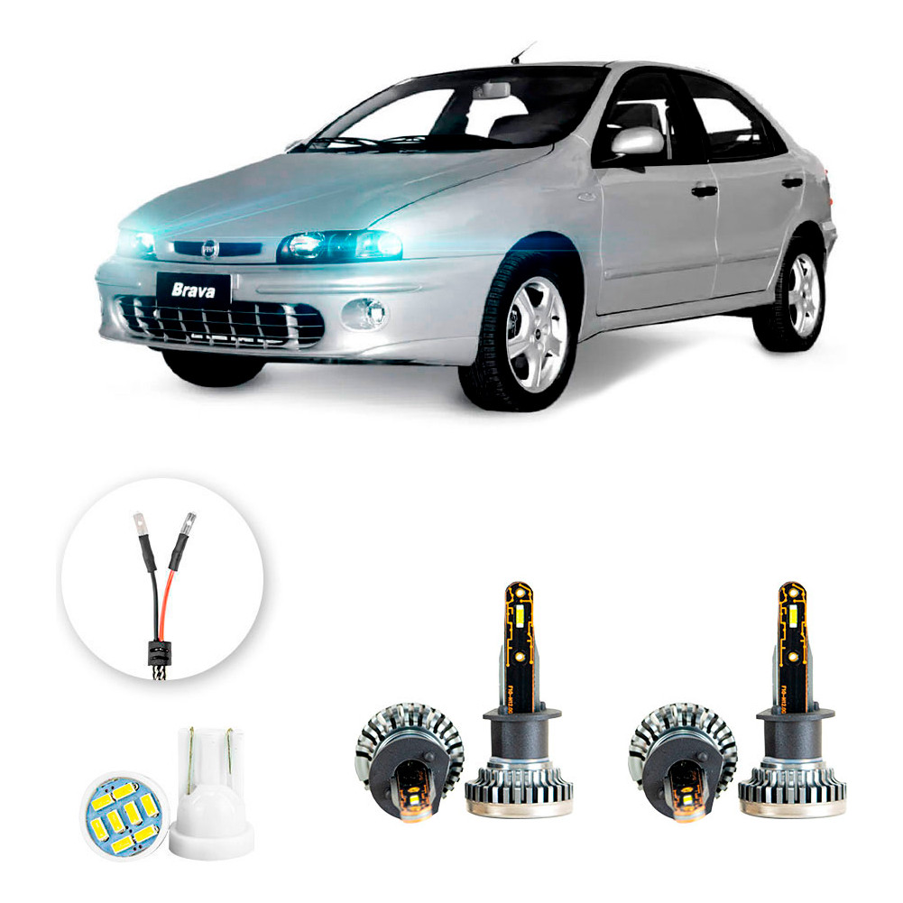 Kit Ultra Led Nano Fiat Brava 1999 A 2003 H1 H1 30000lm