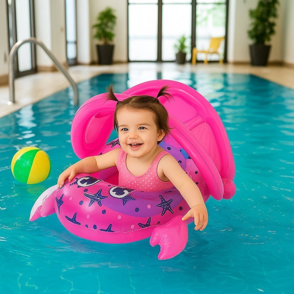 Boia Bote Inflavel Infantil Caranguejo Rosa Vermelho Piscina Praia Brinquedo Flutuante Diversao Agua