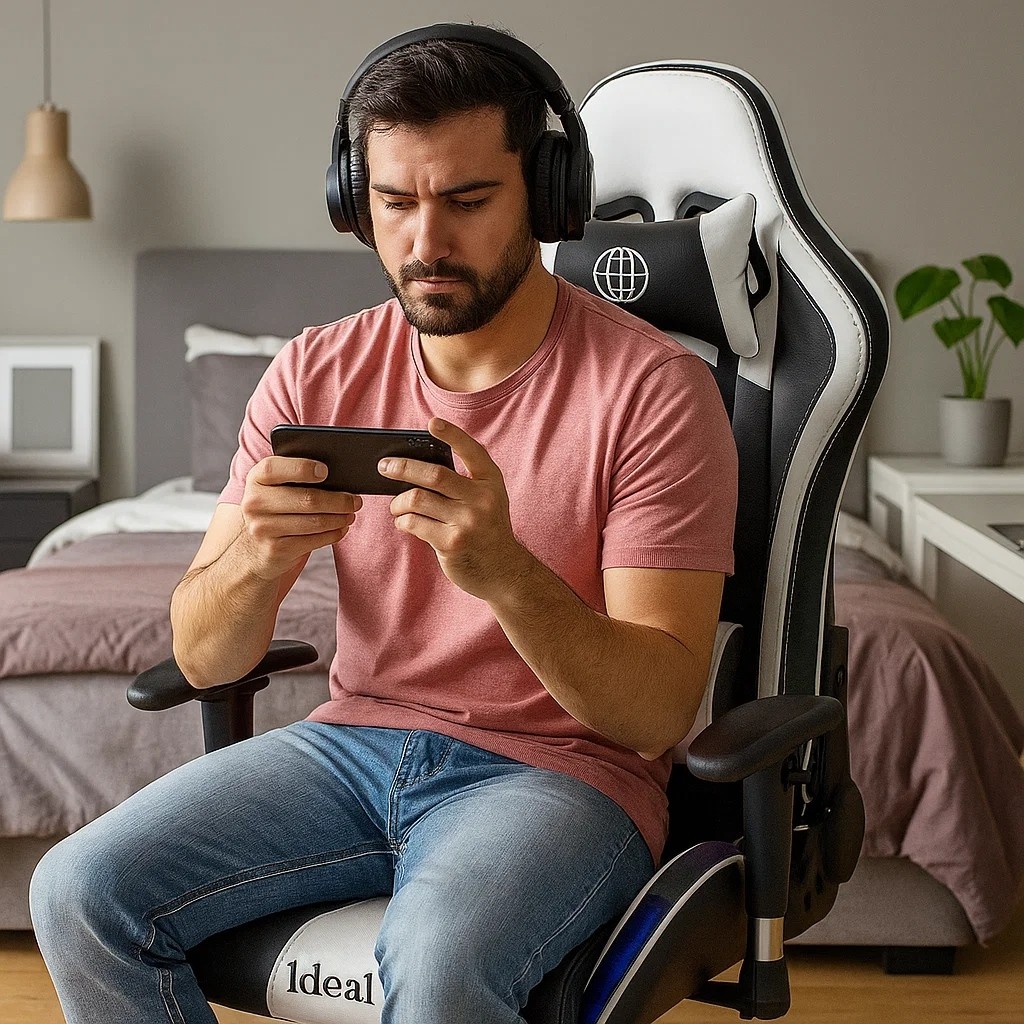 Cadeira Gamer Ergonômica Preta Giratória Reclinável Ajustável Apoio Lombar Cervical Escritório