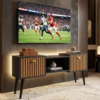 Rack para TV Até 48 Polegadas Orfeu Malbec Wood Retrô 2 Porta 1 Nicho