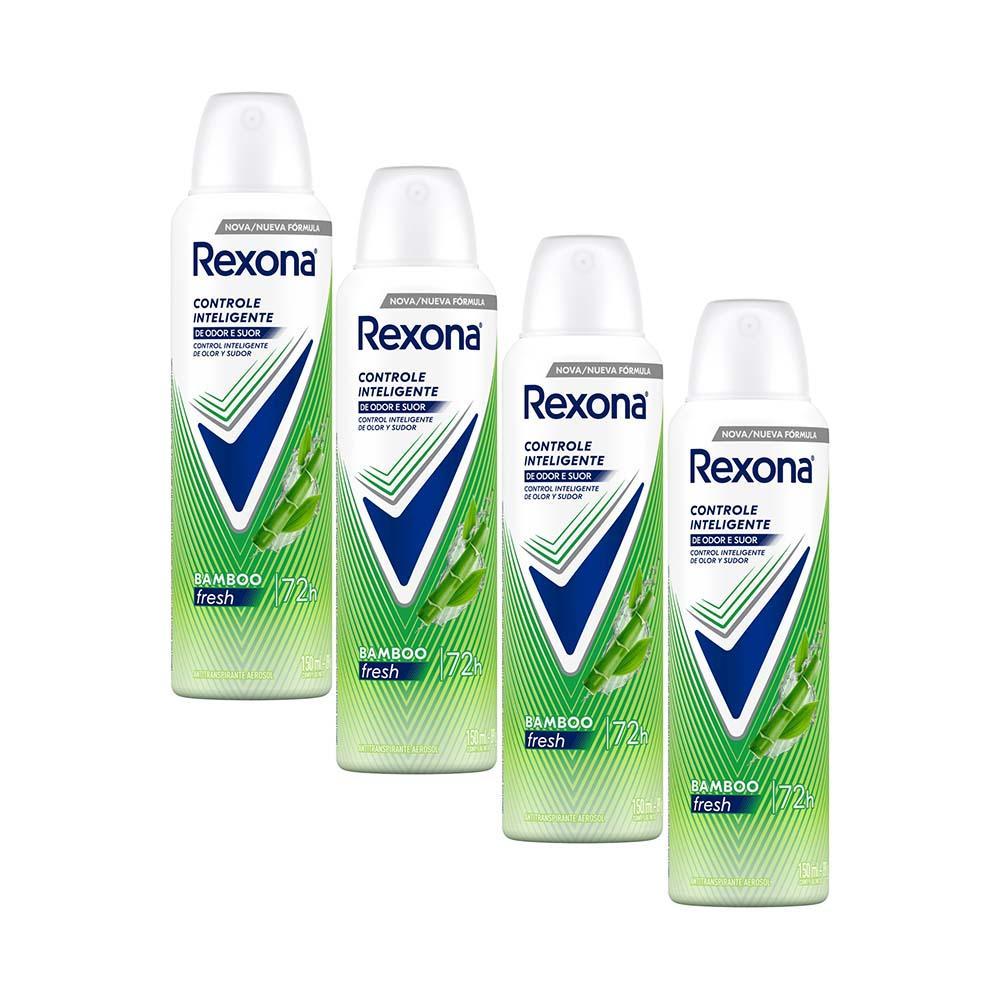 Kit 4 Desodorantes Rexona Motionsense Antitranspirante Aerossol Stay Fresh Bamboo + Aloe Vera 150ml em Oferta na Shopee