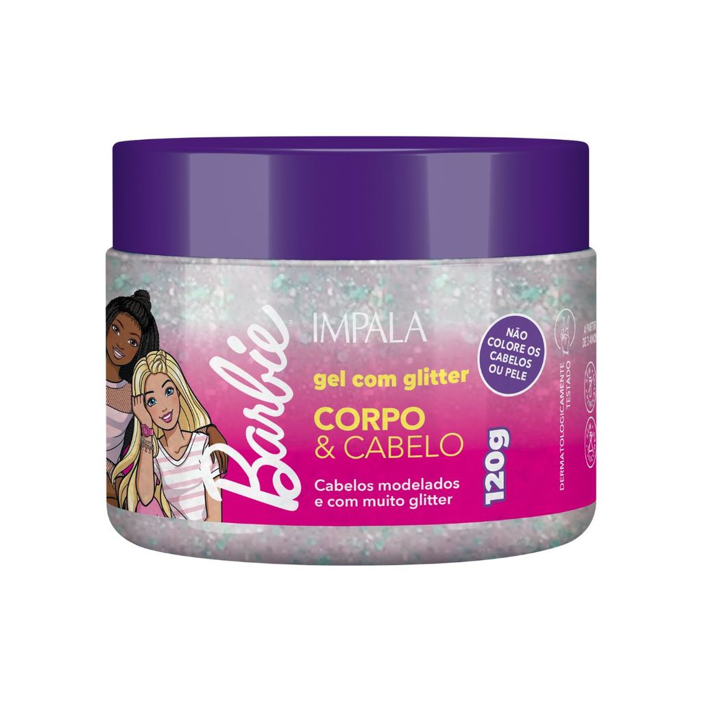 Gel Fixador Infantil Impala Barbie Com Glitter 120g