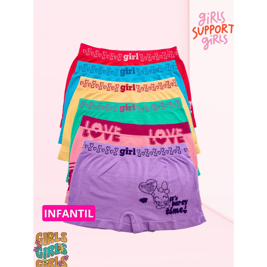 Kit 10 Calcinhas Boxer Infantil Adolescente Juvenil Feminina Leve e Confortável dia a dia Premium