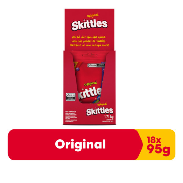 Bala Skittles Original 18 Unidades de 95g em Oferta na Shopee