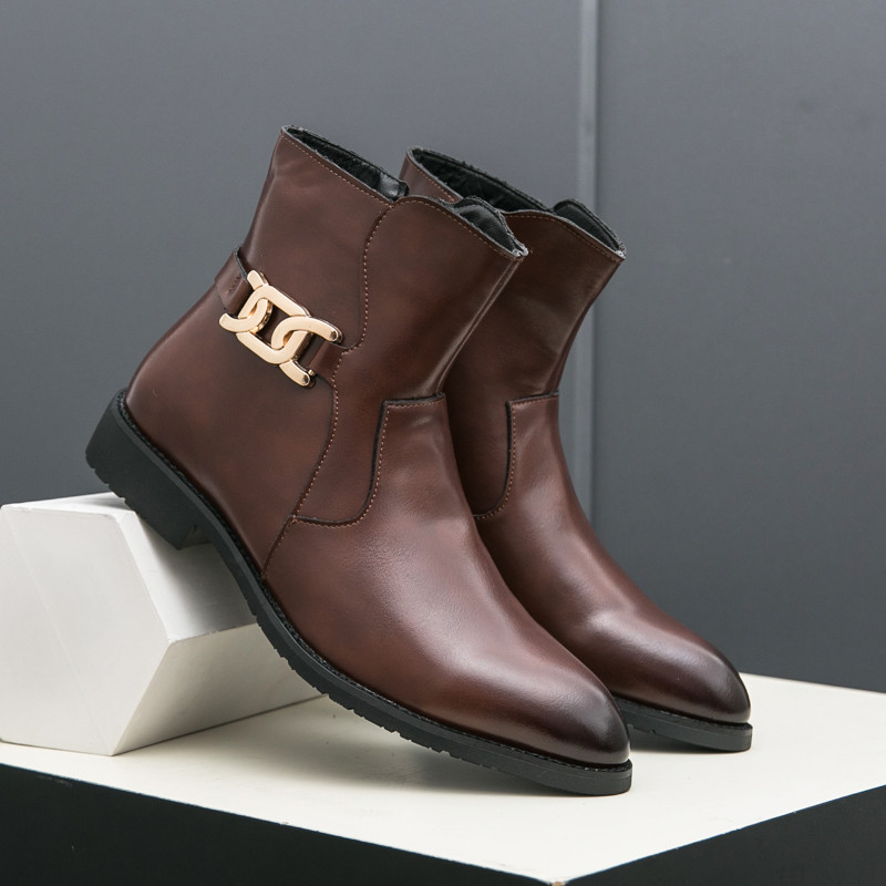 Botas Chelsea Masculinas Com Zíper Lateral , Casuais Deslizantes Sociais Estilo Chukka E Oxford