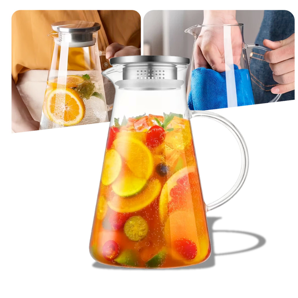 Jarra De Vidro Borossilicato Com Tampa De Inox 1,5 Litros em Oferta na Shopee