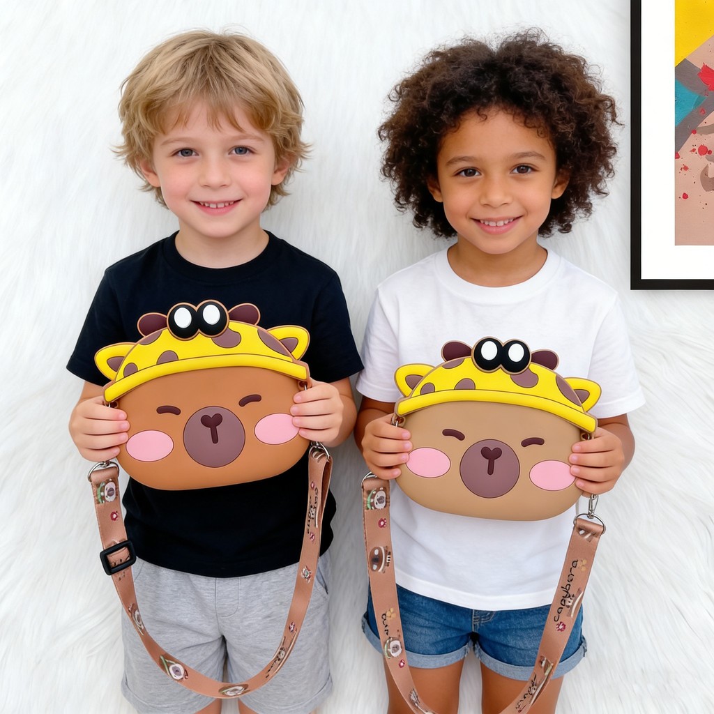 Bolsa Capivara silicone Mini Bolsa Alça Transversal Ajustável Silicone Passeio Carteira Porta-Moeda Capybara