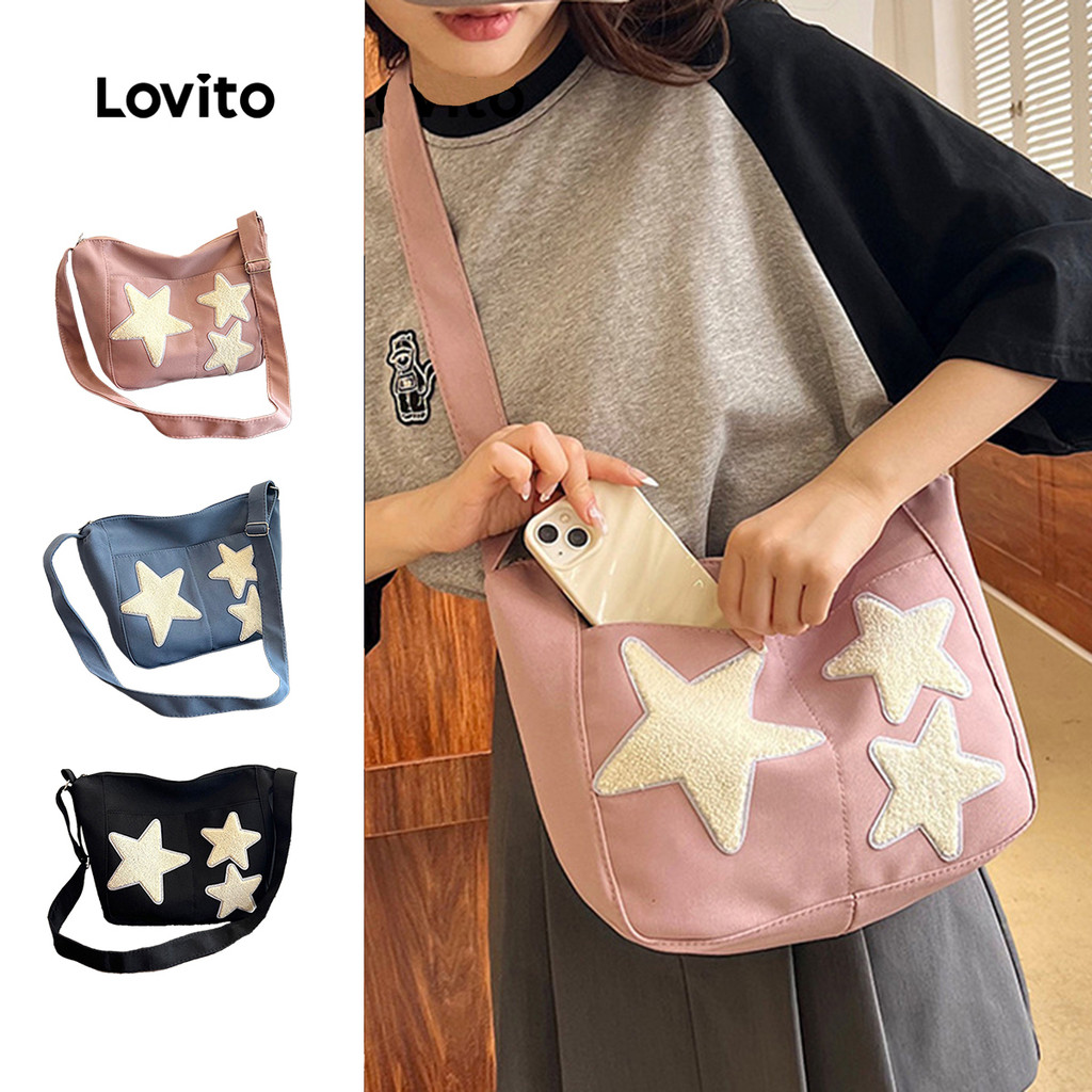 Lovito Bolsa De Ombro Feminina Estilo Coreano Casual Com Estampa De Estrela LFA107040 em Oferta na Shopee