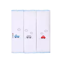 Kit Pano De Boca Bordados Papi Carros Coloridos - 3 Peças