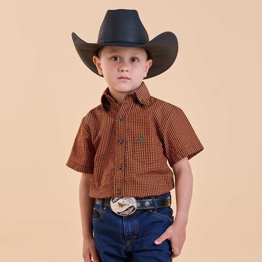 Camisa Infantil Xadrez Manga Curta Country