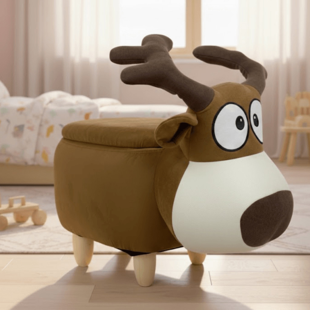Puff Poltrona com Báu Banco Infantil Rena 37cm Decoração Quarto Criança