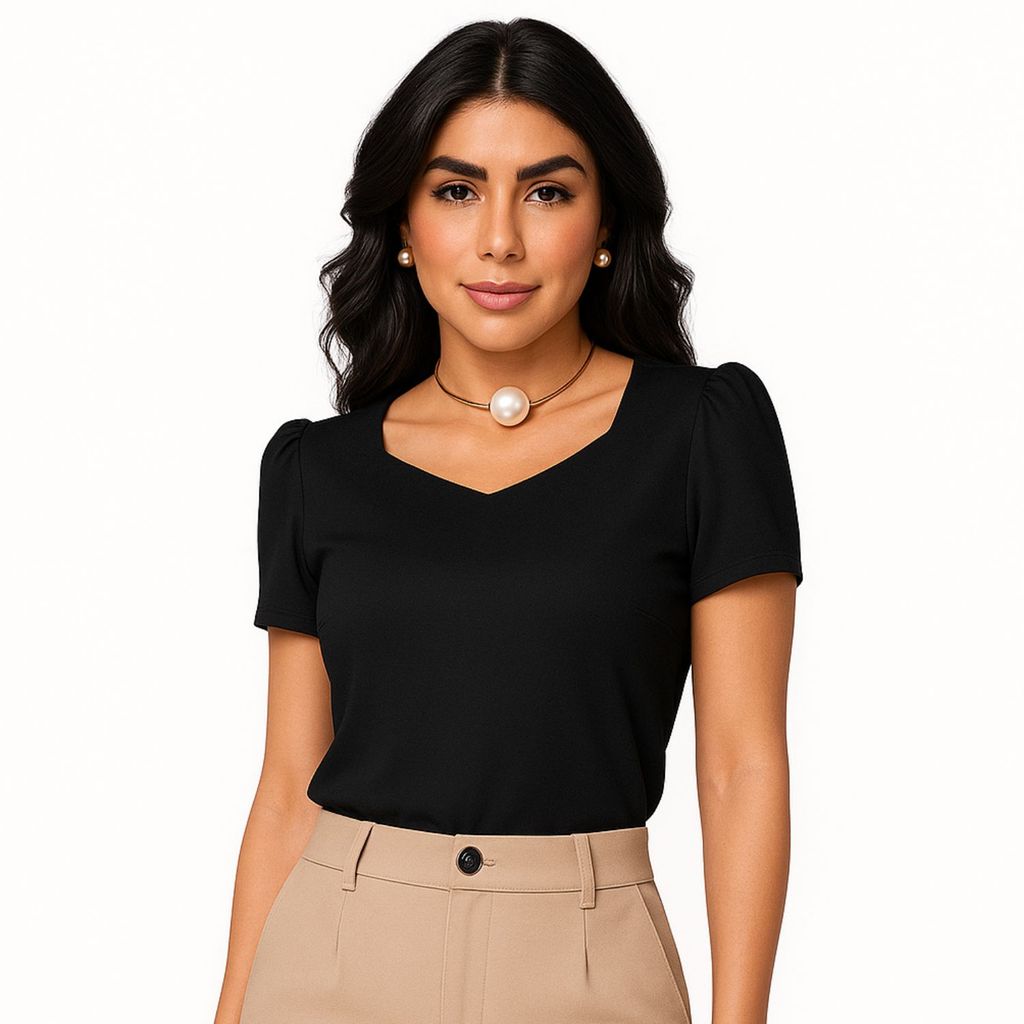 Blusinha Feminina Social Manga Curta Bufante Princesa Blusa Elegante Versátil Cores em Oferta na Shopee