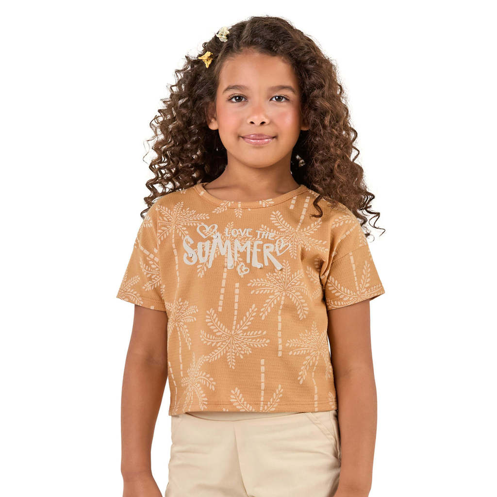 Blusa Infantil Menina Tropical Elian Laranja