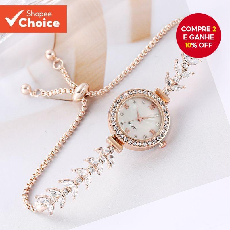Relógios de Pulso Femininos com Design de Sereia e Diamantes Brilhantes