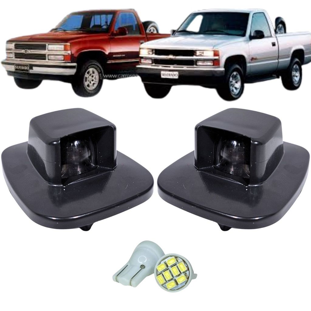 KIT LANTERNA LUZ DE PLACA CHEVROLET SILVERADO 1997 A 2002 PAR COM LÂMPADAS LED 12V ILUMINAÇÃO