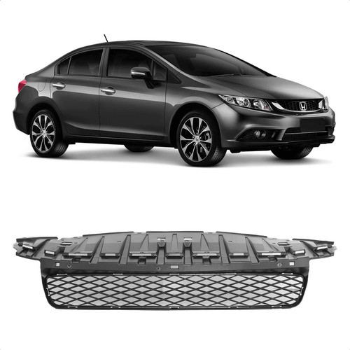 Grade Central Parachoque Civic 2012 a 2014 Honda Preto