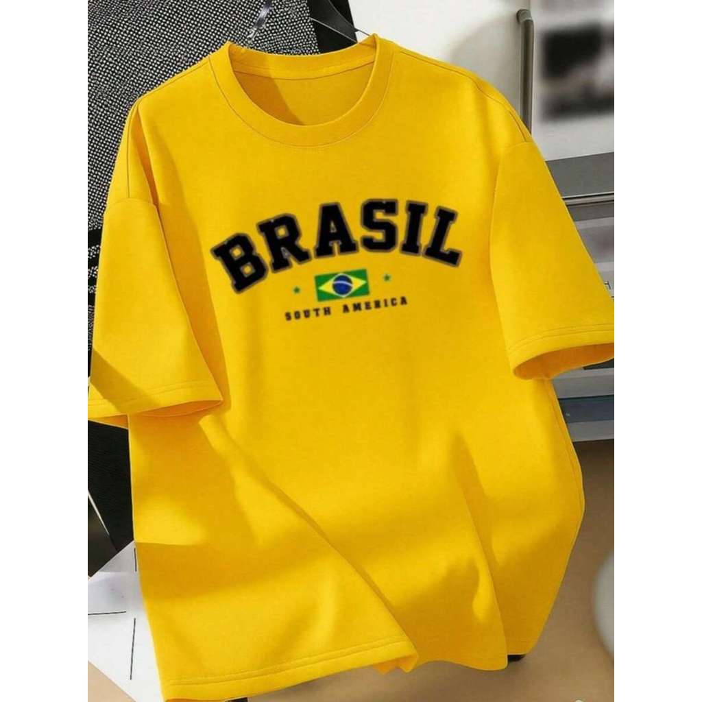 Camiseta Masculina Brasil copa do mundo camisa unissex 100% algodão tecido leve fresco confortável