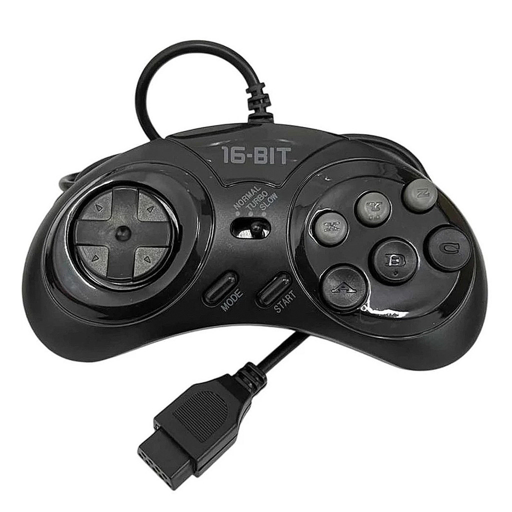 Controle Mega Drive E Master System / 6 Botões Turbo - Preto Preto
