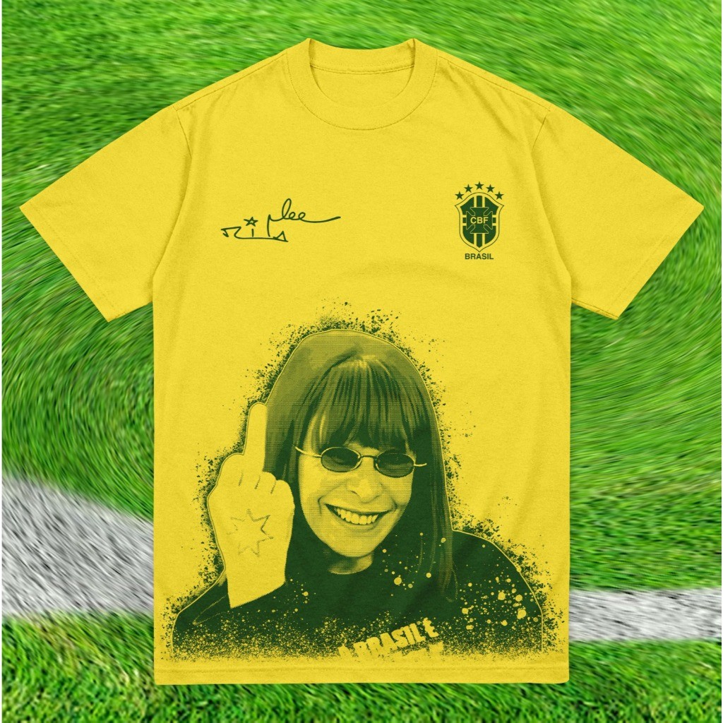 Camiseta Unissex Rita Lee Brasil Temática Copa Frases Camisa T-Shirt Feminina
