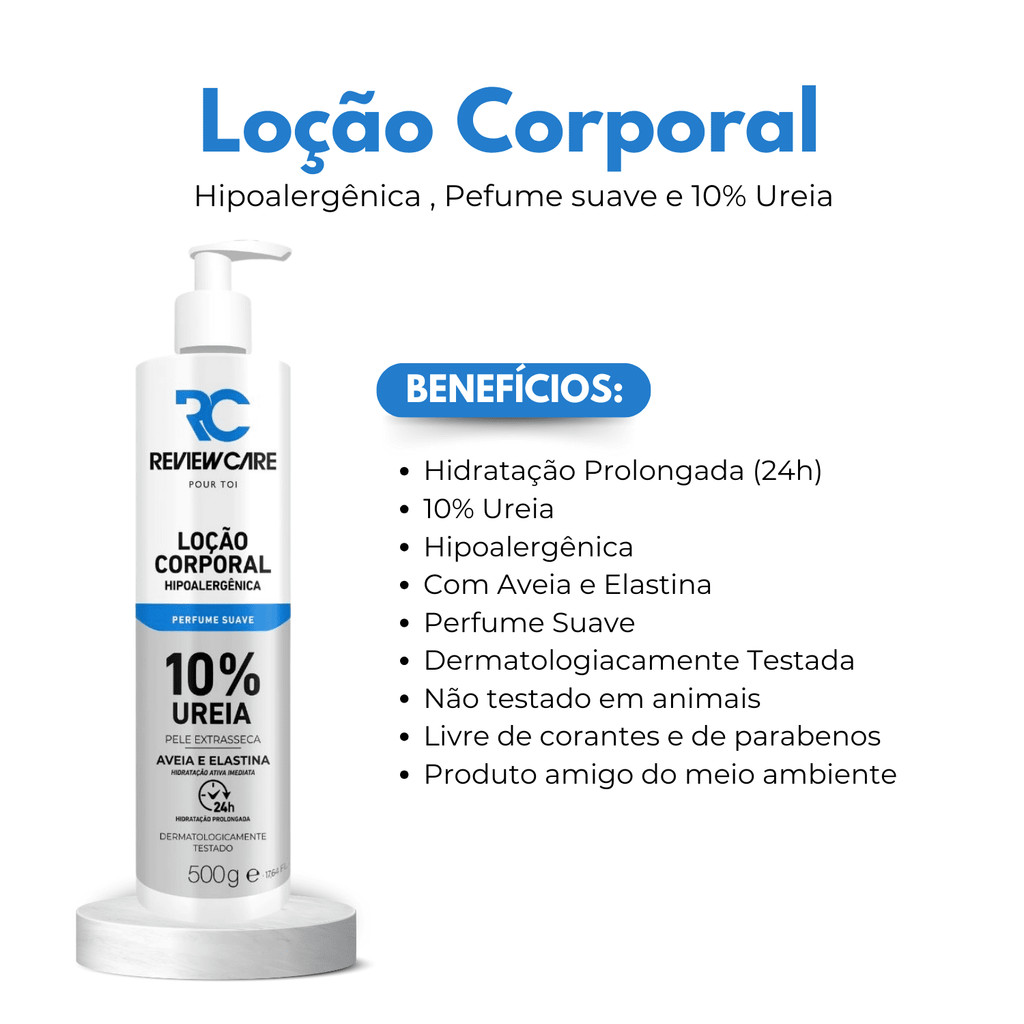 Loção Hidratante Corporal Pele Seca 10% Ureia Com Perfume 500ML Review Care — imagem 2 de 2
