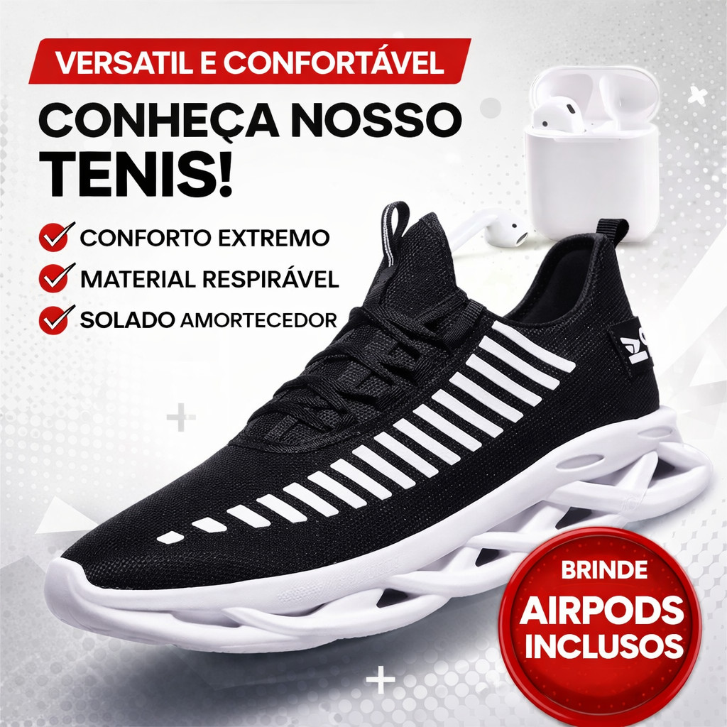 Kit Tenis Masculino Academia Corrida Conforto Oldsen Fone Bluetooth sem fio Barato Oferta Imperdível