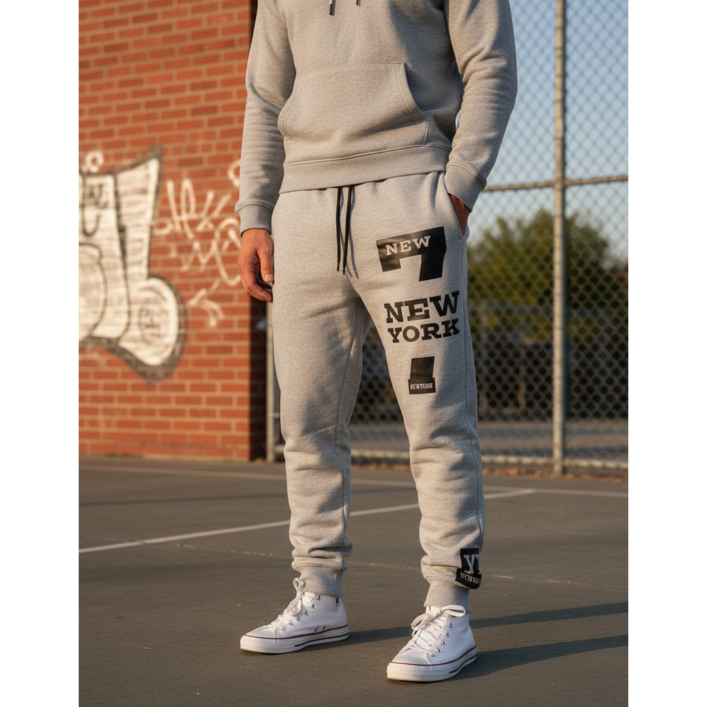 Calça Moletom Masculina New York 7 Jogger Casual Urbano Premium