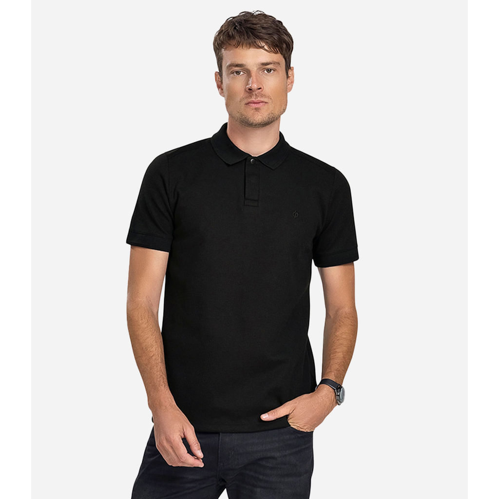 Polo Masculina Malha Maquinetada Diametro Preto