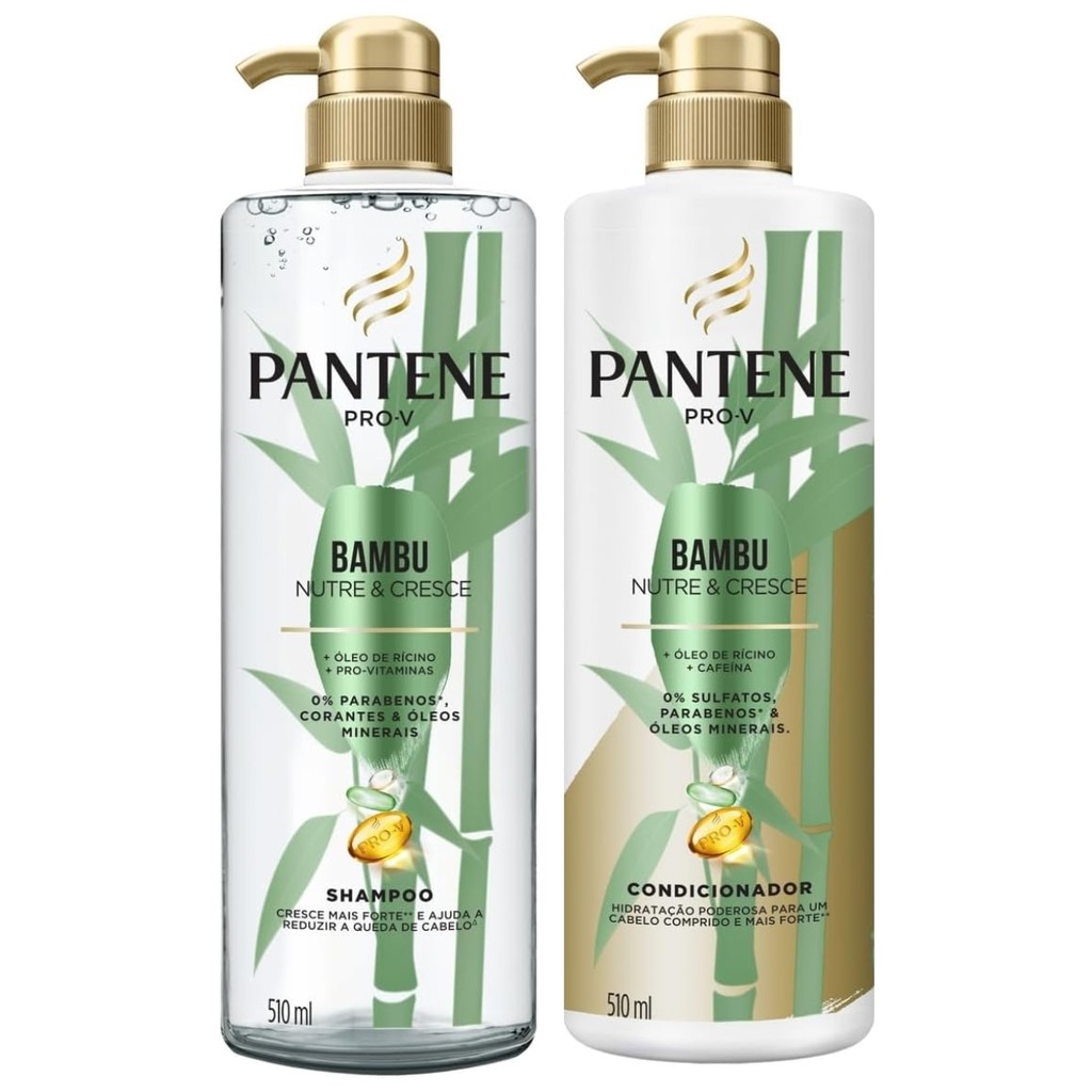KIT SHAMPOO + CONDICIONADOR PANTENE NUTRE E CRESCE BAMBU 510ML