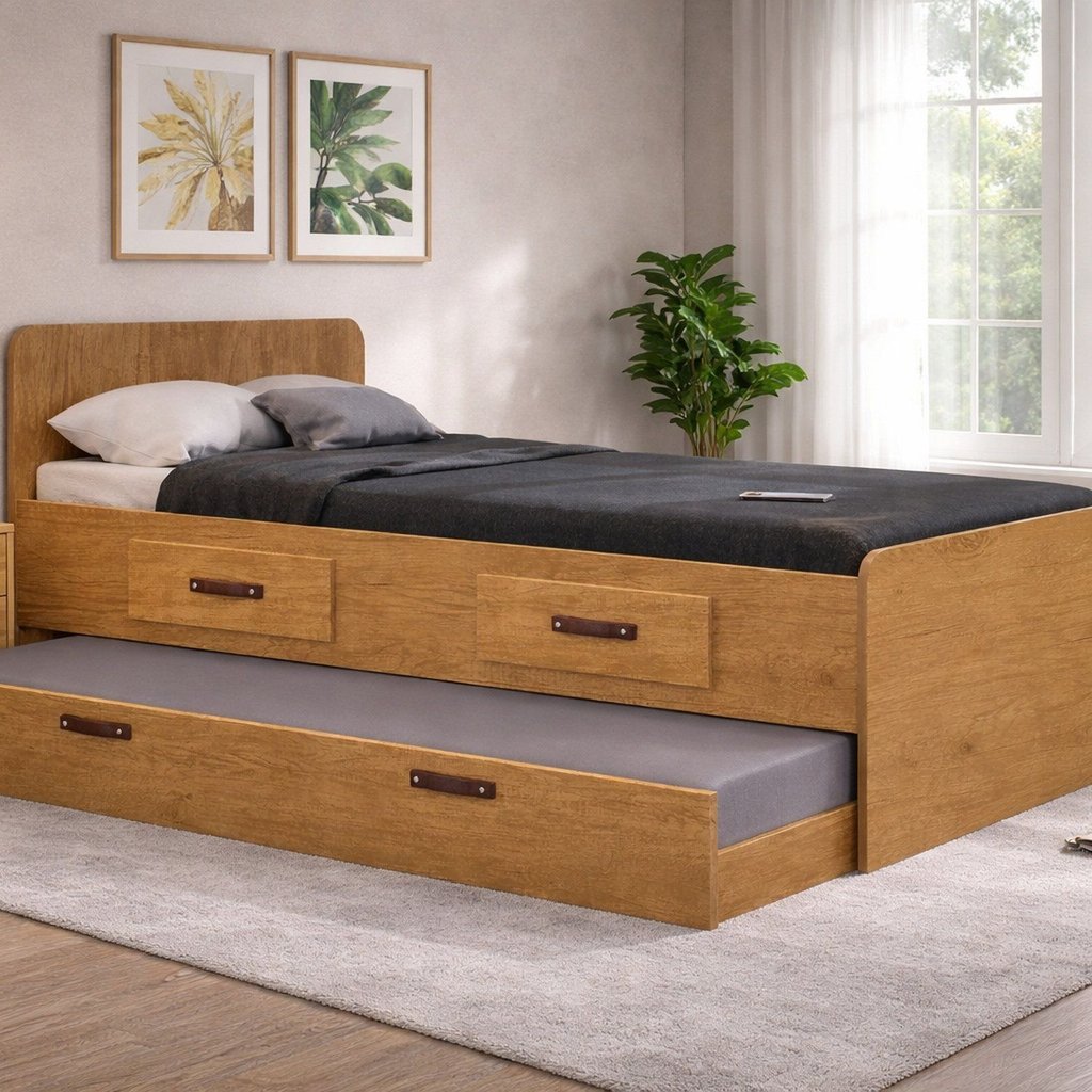 Cama Solteiro com Gaveta e Cama Auxiliar Cindy em Oferta na Shopee