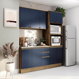 Cozinha Compacta Celeste Kappesberg 100% MDF Nogueira/Azul 190cm em Oferta na Shopee