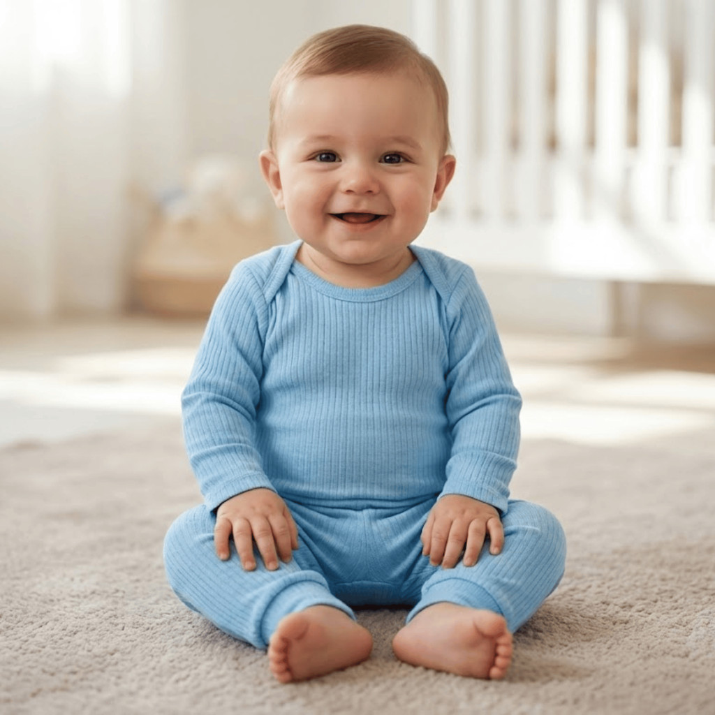 Kit 2 ou 4 Peças Conjunto Bebê Canelado Algodão Manga Longa Body e Calça Menino Menina