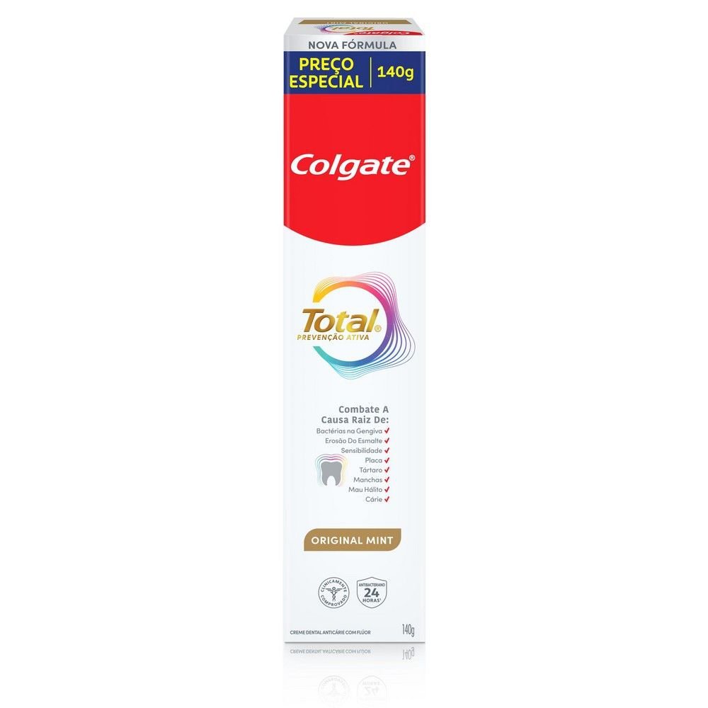 Creme Dental Colgate Total Prevenção Ativa Original Mint 140g Preço Especial em Oferta na Shopee