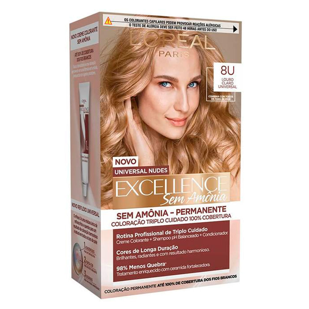 Tintura Excellence Universal Nudes Sem Amônia Louro Claro Universal 8U em Oferta na Shopee