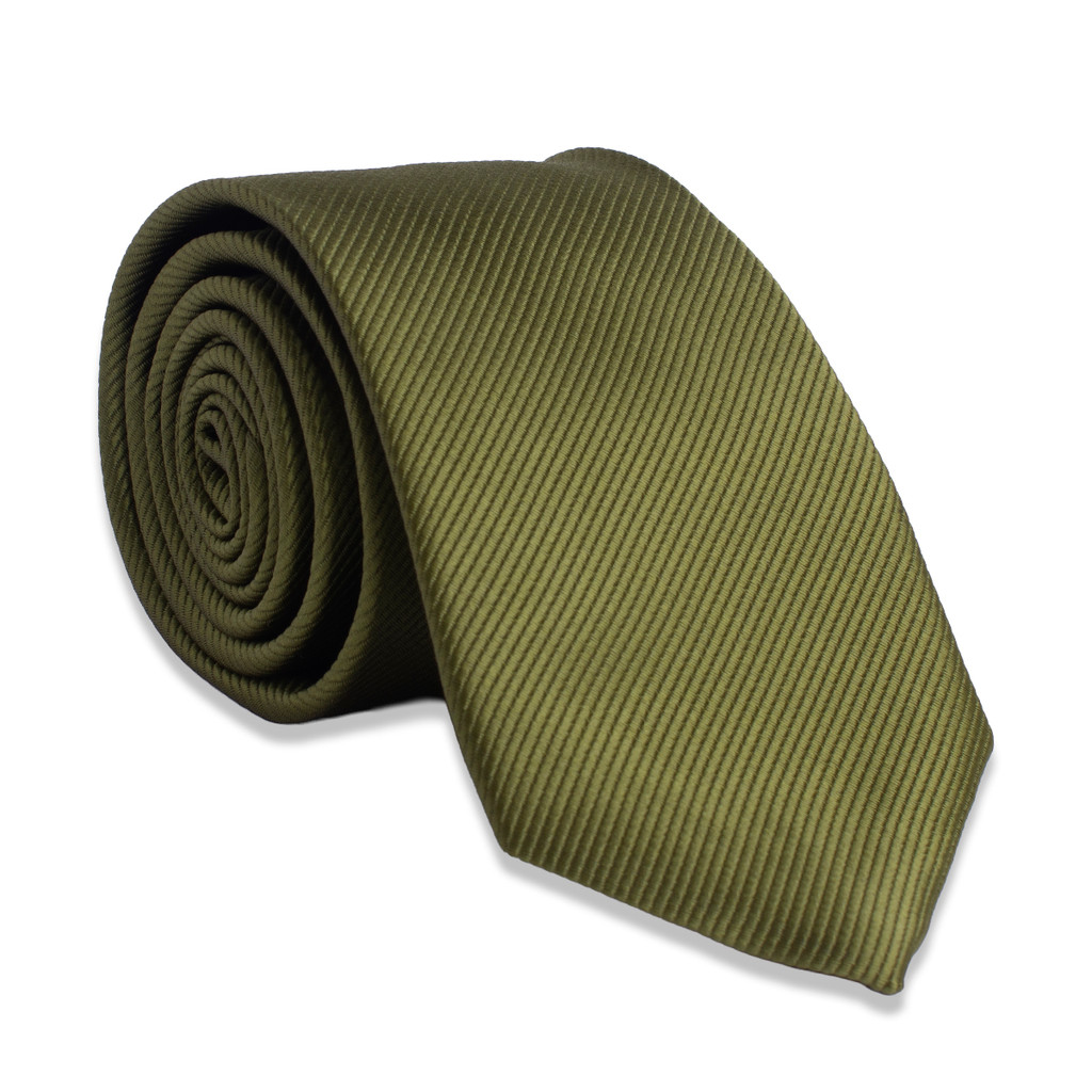 Combo 5 Gravatas Slim Masculina Listradas Riscadas Verde Oliva Social Elegante