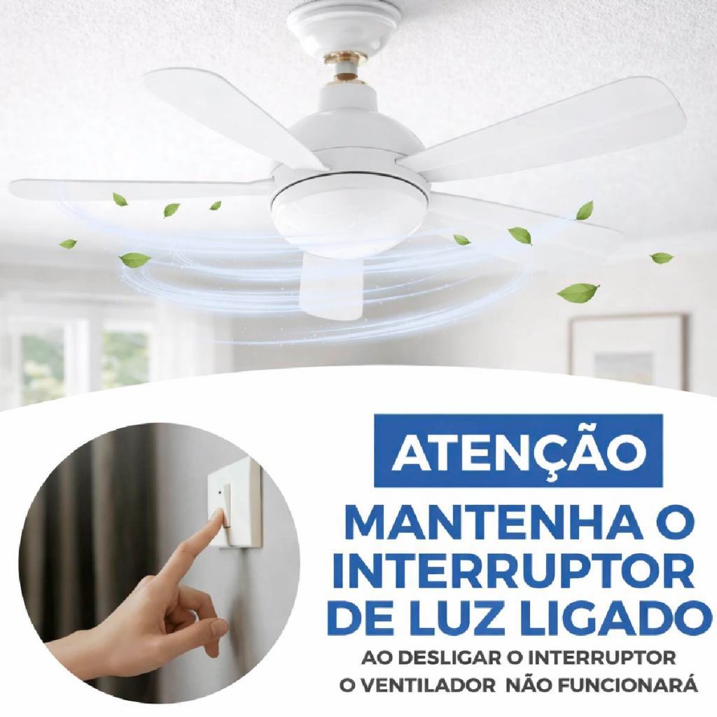 Ventilador de Teto Retrátil Lâmpada 3 Cores Silencioso 60W ou 100W Pás Design Sofisticado Bivolt · foto 2