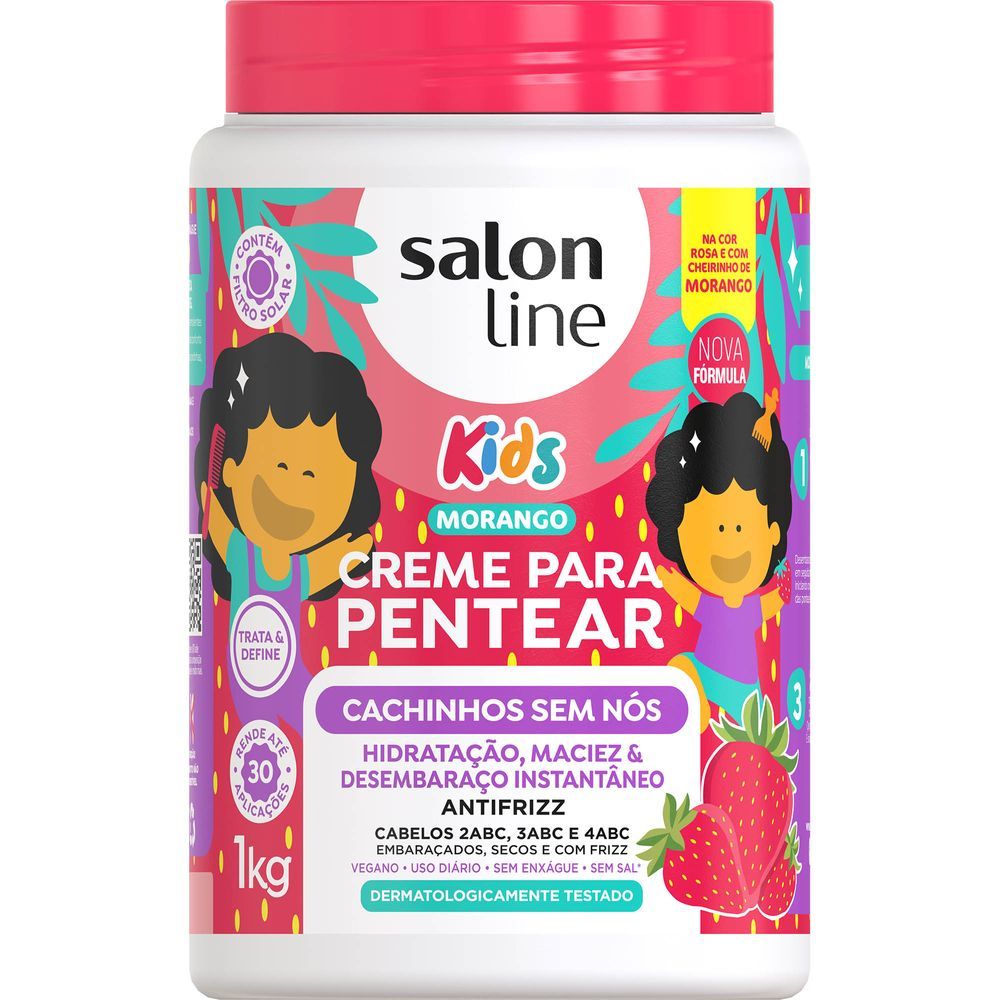 Creme De Pentear Infantil Salon Line Kids Sem Nós 1kg em Oferta na Shopee