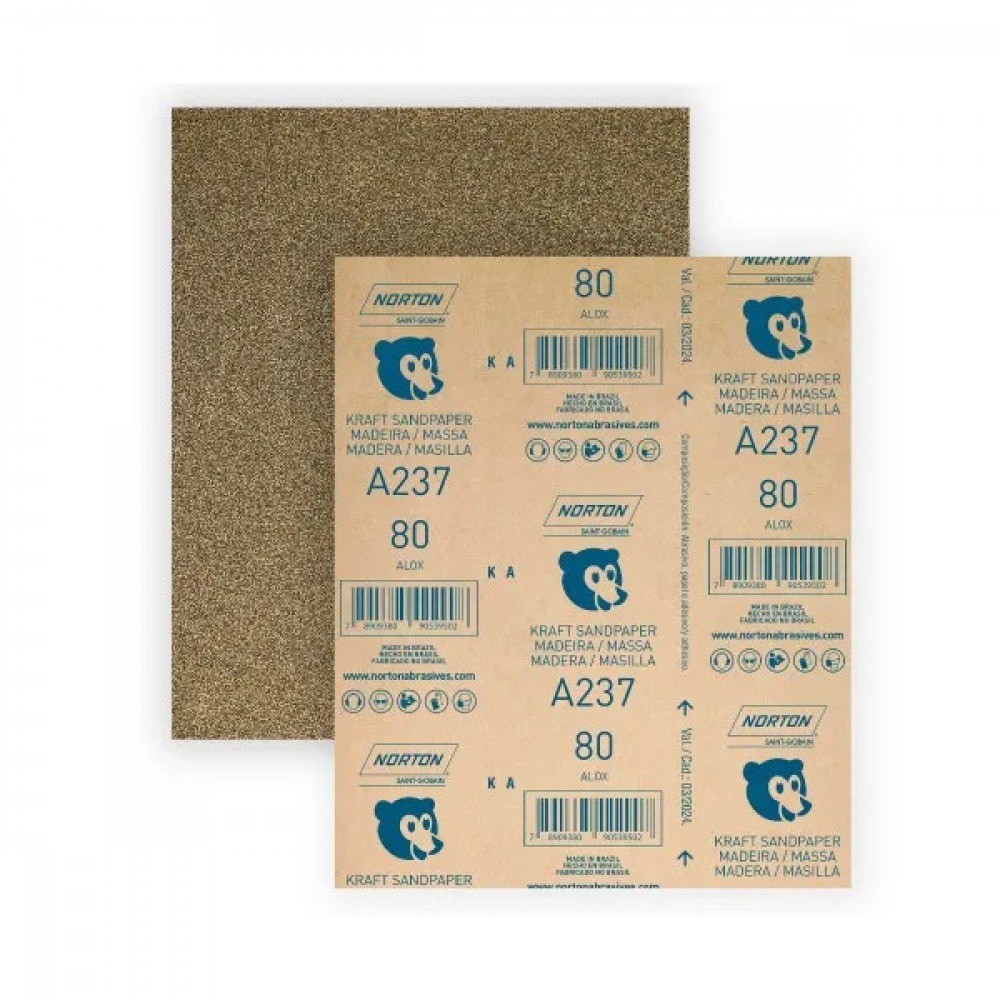 Folha de lixa para madeira e massas 225x275mm - A237 Norton em Oferta na Shopee