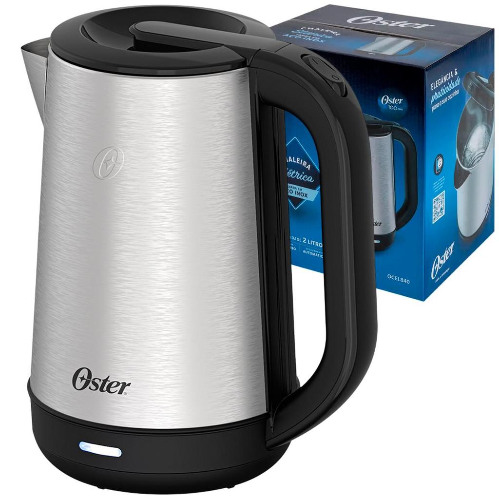 Chaleira Elétrica Oster Inox 2L Ultra Desligamento Automático OCEL840 127V Alta Potência 1200W