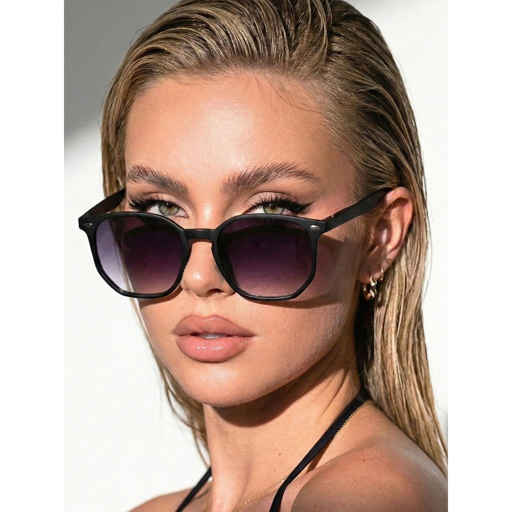 Óculos de Sol Hexagonal Moda Designer Moderno Leve e Resistente com Haste Flexíveis e Proteção UV400 em Oferta na Shopee