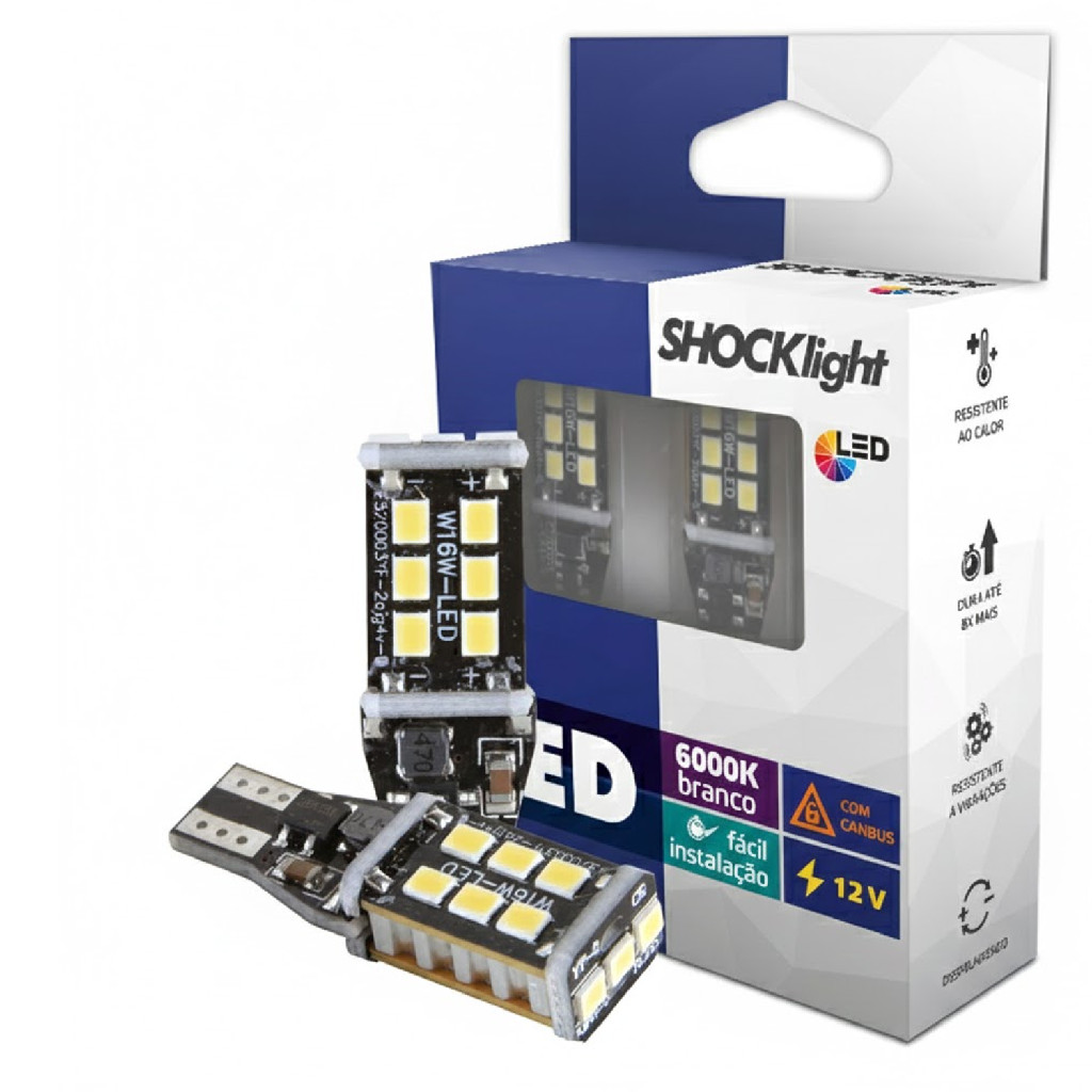 Kit Par Lâmpada Led Pingo T15 15smd 2835 6000k 600lm Canbus