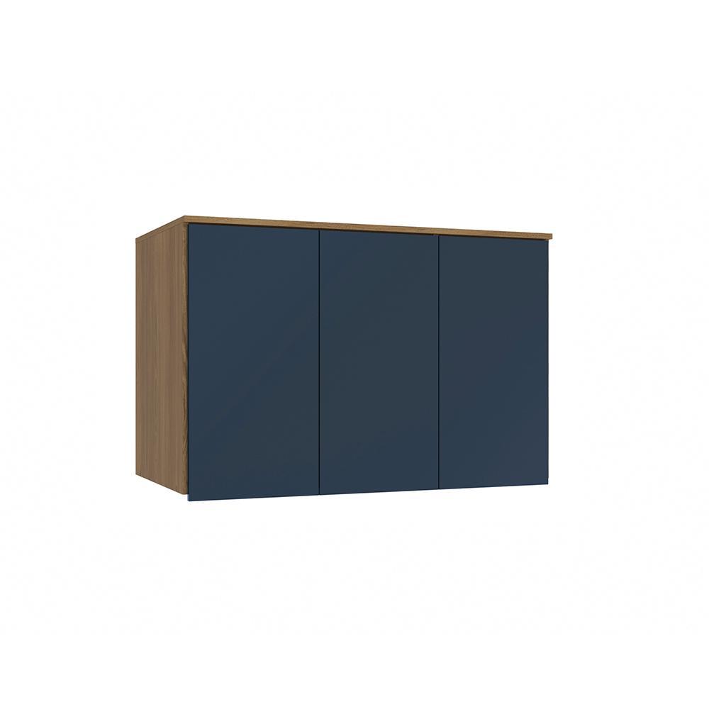 Armário Aéreo 3 Portas Kappesberg Adapt Nogueira/Azul Profundo 105cm em Oferta na Shopee