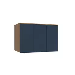 Armário Aéreo 3 Portas Kappesberg Adapt Nogueira/Azul Profundo 105cm