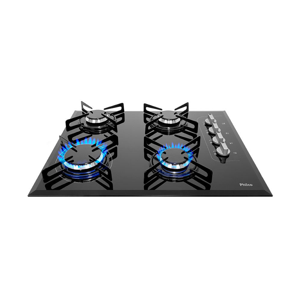 Cooktop a Gás Philco 4 Bocas Cook Chef 4 Vidro Temperado 8mm Preto Bivolt em Oferta na Shopee