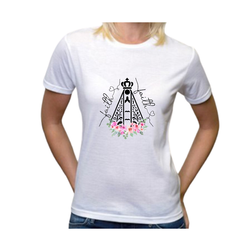 Camiseta 100% Algodão Premium Nossa Senhora Aparecida Fé Religião Romaria Catolicismo Padroeira do Brasil t-shirt Unisse