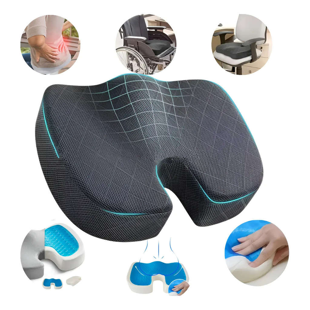 Almofada Anatômica Coccix Assento Lombar em Gel Ergonômico Carro Escritório