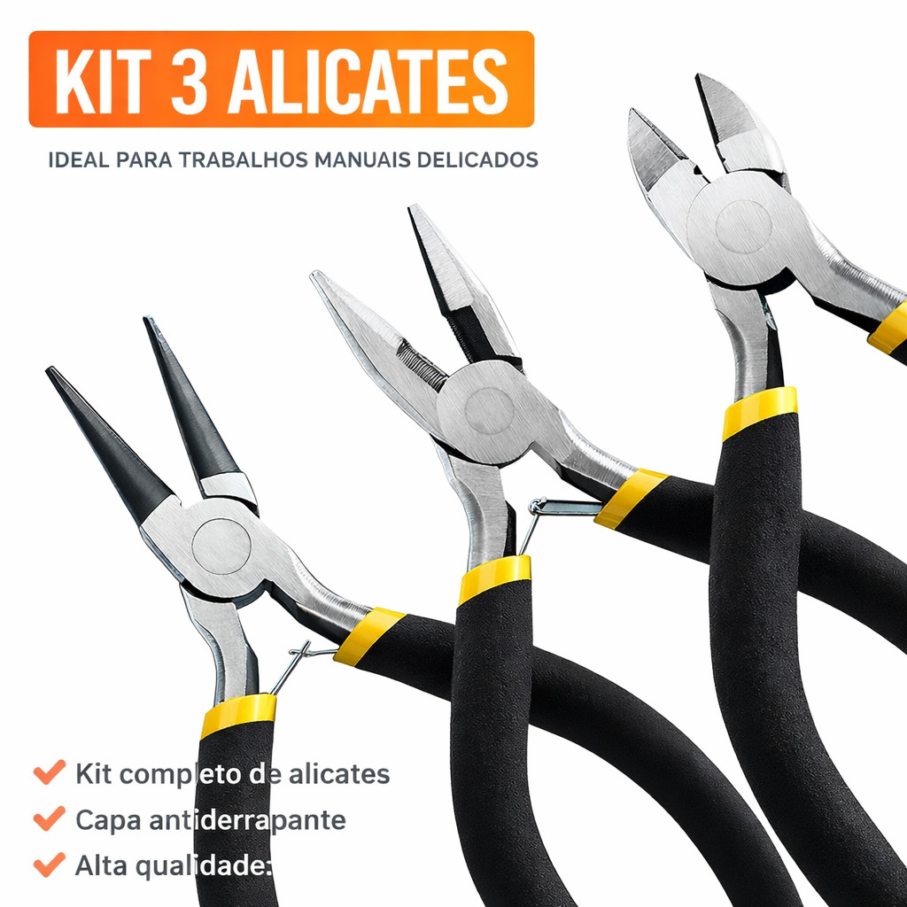 Kit Jogo de Alicates p/ Corte Eletrônico Artesanato & Bijuterias