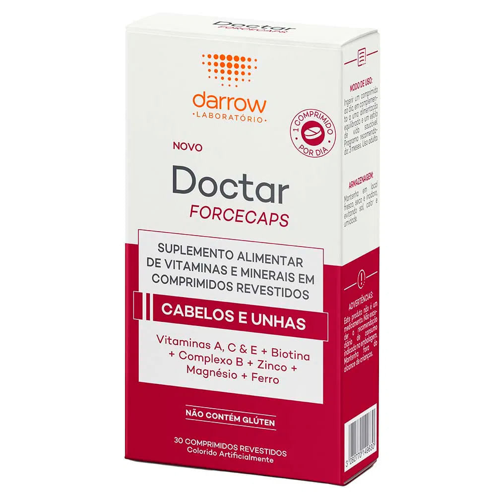 Doctar Forcecaps Darrow para Cabelos e Unhas com 30 Comprimidos Revestidos em Oferta na Shopee