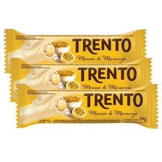 Kit 3 Chocolate Trento Wafer Recheado Sabor Mousse de Maracujá com Chocolate Branco 29g em Oferta na Shopee