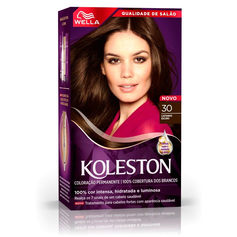 Tinta de Cabelo Koleston Castanho Escuro 30 em Oferta na Shopee