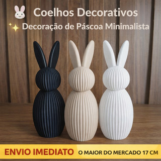 Coelho Decorativo Páscoa 1 unidade Kit 2 ou 3 unidades Design Moderno 17cm Decoração coelhos enfeite